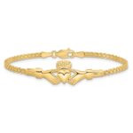 14K Polished Claddagh and Bismark Chain 7 inch Bracelet - Image 3
