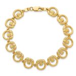 14K Claddagh Circle Link 7.25 inch Bracelet - Image 4