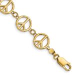 14k Polished Peace Sign 7.5 inch Bracelet