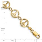 14k Polished Peace Sign 7.5 inch Bracelet - Image 3