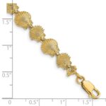 14K Polished and Textured Scallop Shell 7 inch Bracelet - Image 3