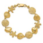 14K Polished Starfish/Shell/Clam Link 7.5 inch Bracelet - Image 4