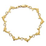 14k Polished Dolphin Link 7.5 inch Bracelet - Image 4