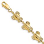 14K Polished and Textured Sea Turtle 7.25 inch Bracelet