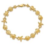 14K Polished Turtle/Sand Dollar/Shell/Starfish Link 7 inch Bracelet - Image 4