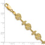 14k Textured Palm Tree 7.25 inch Bracelet - Image 3