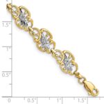 14k and White Rhodium Diamond-Cut Fancy Floral Filigree 7.25 inch Bracelet - Image 3