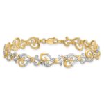 14K and White Rhodium Diamond-Cut Fancy Swirls 7.5 inch Bracelet - Image 4