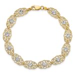14k and White Rhodium Diamond-Cut Fancy Filigree 7.25 inch Bracelet - Image 4