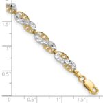 14K and White Rhodium Diamond-Cut Filigree Link 7.5 inch Bracelet - Image 3