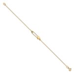 14K Safety Pin with Heart 7 inch Bracelet - Image 2