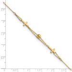 14K Polished Double Strand Cross and Bead 7.5 inch Bracelet - Image 3