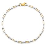 14k Two-tone Polished Fancy Box Links 7.5 inch Bracelet - Image 3