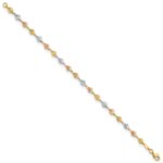 14K Tri-color Polished Diamond-Cut Hearts 7.5 inch Bracelet - Image 2