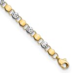 14K and White Rhodium Diamond-cut Fancy Link 7.5 inch Bracelet