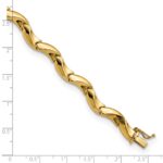 14K Polished 7.25mm Fancy Wavy Link 7.5 inch Bracelet - Image 3
