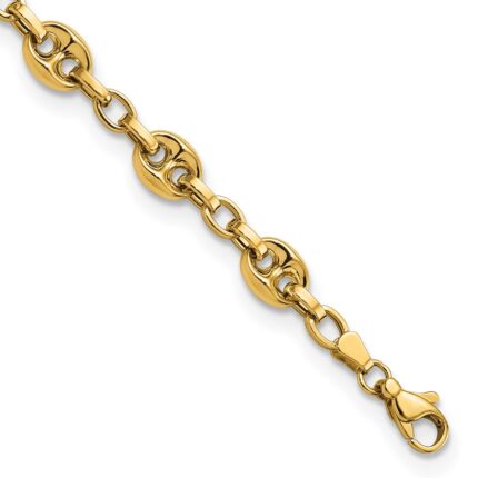 14K Polished 8.4mm Fancy Anchor/Mariner Link 7.75 inch Bracelet