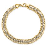 14K and White Rhodium Polished 7.4mm Fancy Link 8 inch Bracelet - Image 5