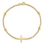 14k Mirror Beads and Cross 7.5 inch Bracelet - Image 4