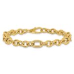 14K Polished and Textured 6.4mm Fancy Link 7.5 inch Bracelet - Image 3