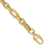 14K Polished and Textured 7.7mm Fancy Link 7.5 inch Bracelet
