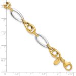 14k Two-Tone Polished 8.25mm Fancy Oval Link 7.75 inch Bracelet - Image 5