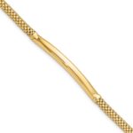 14K Polished 3.5mm Fancy Curved Bar 7.75 inch Mesh Bracelet