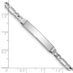 14k White Gold Polished Solid Chain/Solid Plate Figaro Link 25x5mm Plate 8 inch ID Bracelet - Image 3