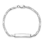 14k White Gold Polished Solid Chain/Solid Plate Figaro Link 19.5x4.5mm Plate 7 inch ID Bracelet - Image 4