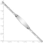 14k White Gold Polished Solid Chain/Solid Plate Figaro Link Soft Diamond Shape 24.5x7.5mm Plate 8 inch ID Bracelet - Image 3