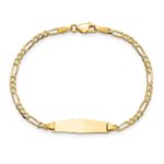 14k Polished Solid Chain/Solid Plate Figaro Link Soft Diamond Shape 19.5x5mm Plate 7 inch ID Bracelet - Image 4
