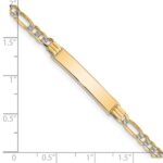 14k Polished with Rhodium Pav‚ Solid Chain/Solid Plate Figaro Link 25.5x5mm Plate ID Bracelet - Image 3