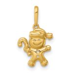 14k Madi K Polished Smiling Gingerbread Man Childrens Charm / Pendant