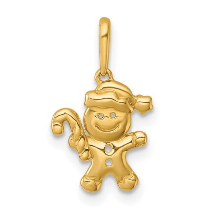 14k Madi K Polished Smiling Gingerbread Man Childrens Charm / Pendant