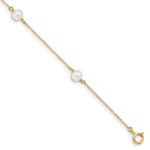 14k Madi K 5-6mm White Near-Round Freshwater Cultured Pearl 3-Station 6 inch Bracelet