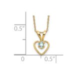 14k Madi K 3mm Aquamarine Heart Birthstone Necklace - Image 3
