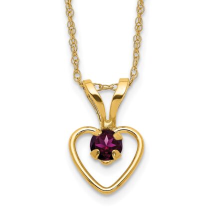 14k Madi K 3mm Rhodolite Garnet Heart Birthstone Necklace