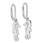 Sterling Silver Rhodium-plated Polished Blue Crystal Seahorse Dangle Earrings - Image 4