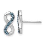 Sterling Silver Rhodium-Plated Polished Blue Crystal Eternity Post Earrings