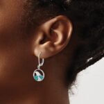 Sterling Silver Rhodium-Plated Polished Crystal Whitecap Wave Dangle Leverback Earrings - Image 3