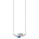 Sterling Silver Rhodium-Plated Polished Blue and White Crystal Mermaid 18.5 inch with a 1 inch extention Necklace - Image 2