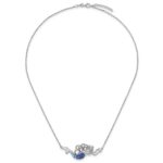 Sterling Silver Rhodium-Plated Polished Blue and White Crystal Mermaid 18.5 inch with a 1 inch extention Necklace - Image 4