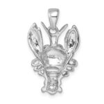 Sterling Silver Rhodium-plated Polished Blue Crystal Lobster Pendant - Image 3