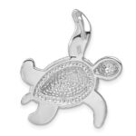 Sterling Silver Rhodium-plated Polished Blue Crystal Turtle Chain Slide - Image 3
