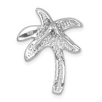 Sterling Silver Rhodium-Plated Polished Green Crystal Palm Tree Chain Slide - Image 3