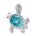 Sterling Silver Rhodium-plated Polished Crystal Turtle Chain Slide - Image 4