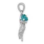 Sterling Silver Rhodium-plated Polished Crystal Jellyfish Pendant - Image 2