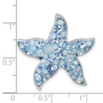 Sterling Silver Rhodium-plated Polished Crystal Starfish Chain Slide - Image 5