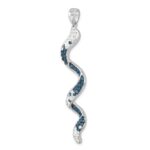 Sterling Silver Rhodium-Plated Polished Long Crystal Twirl Wave Pendant - Image 4
