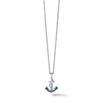 Sterling Silver Rhodium-Plated Polished Crystal Anchor Pendant - Image 6